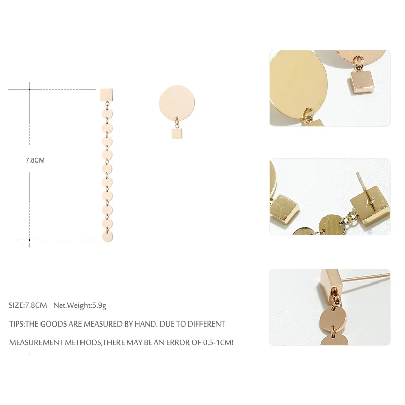 Yhpup Trendy Brand Asymmetry Round Geometric Dangle Earrings Long Chain Temperament Earrings for Women Party Jewelry Gift