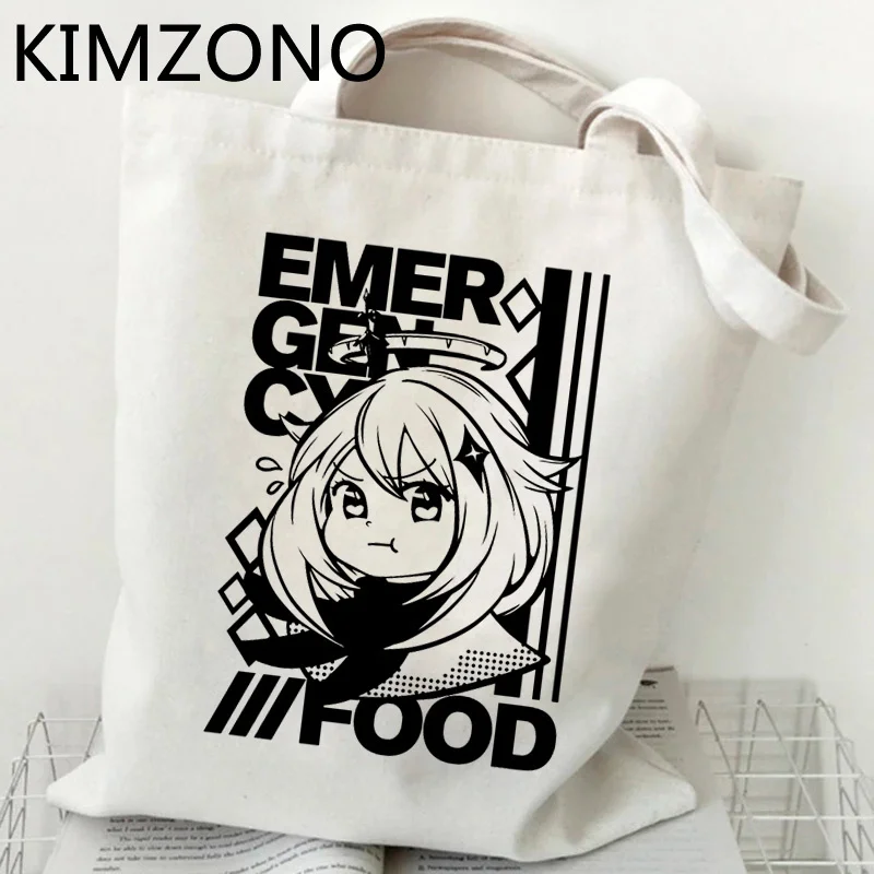 

Genshin shopping bag reusable bolso canvas eco tote bolsa bag jute cloth ecobag string sac tissu