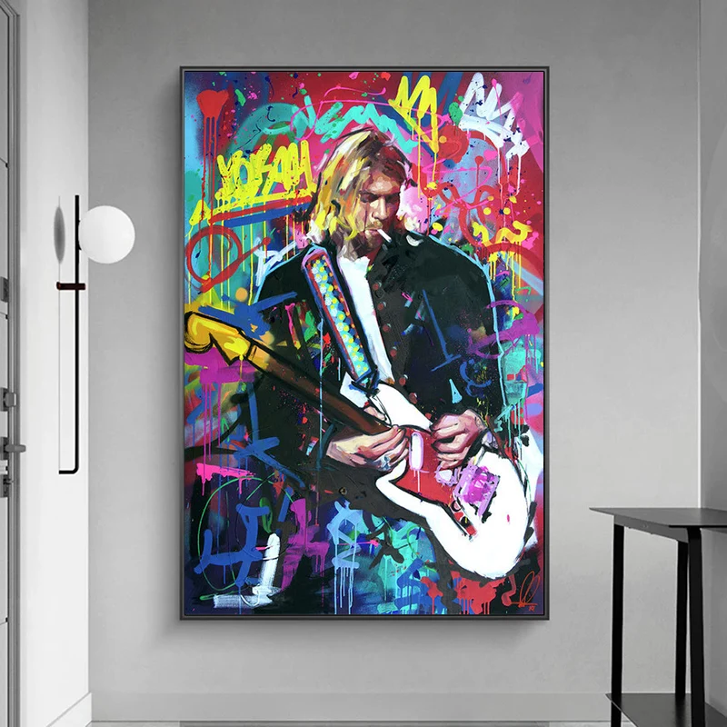 

Man Rock Singer Pop Street Graffiti Art Canvas Painting Cuadros Posters Prints Wall Art for Living Room Home Decor