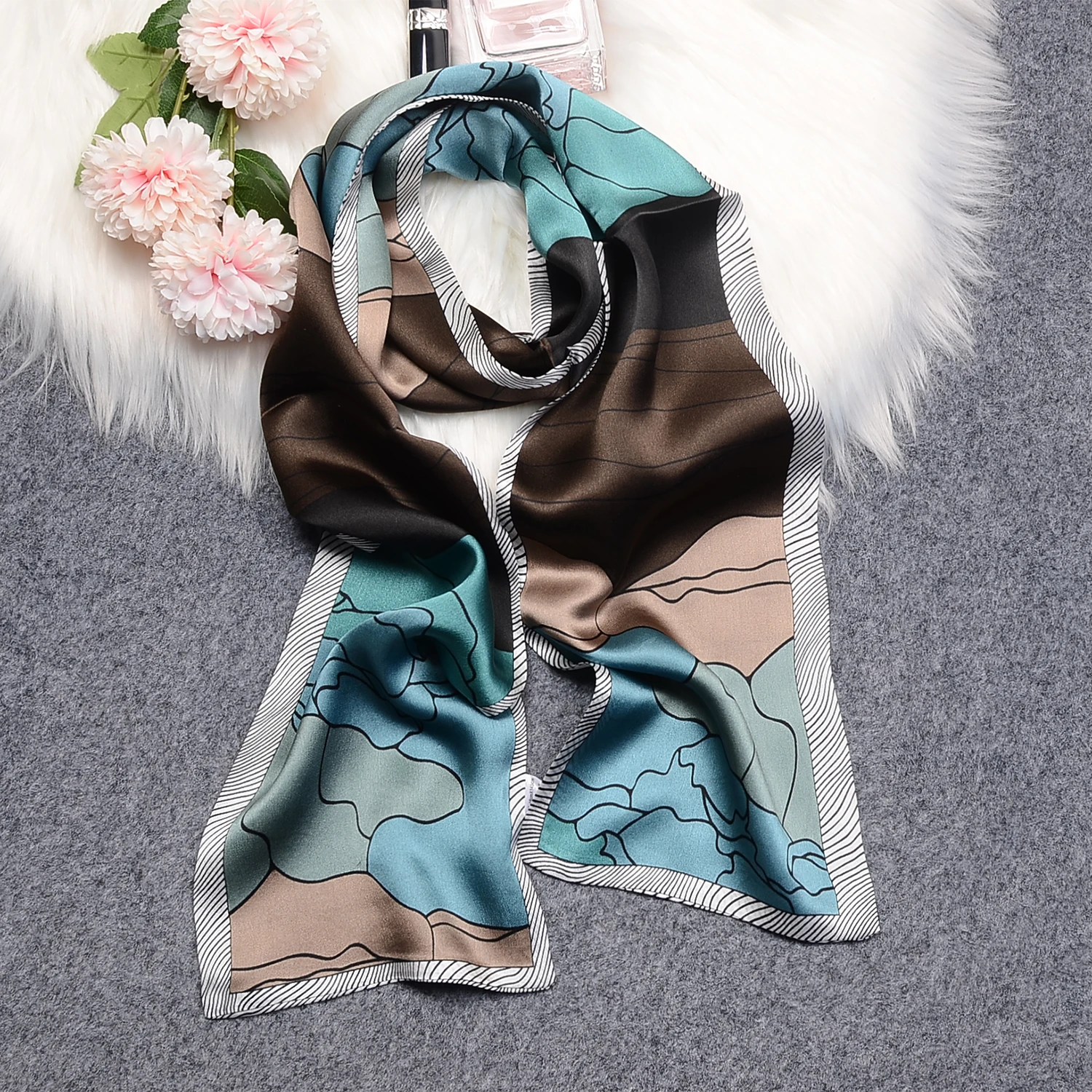 Online 150*15cm pareo kobiety wąskie długie Leopard paski druku chusteczka pani głowy pasma włosów szaliki hidżab chustka kobieta chustka