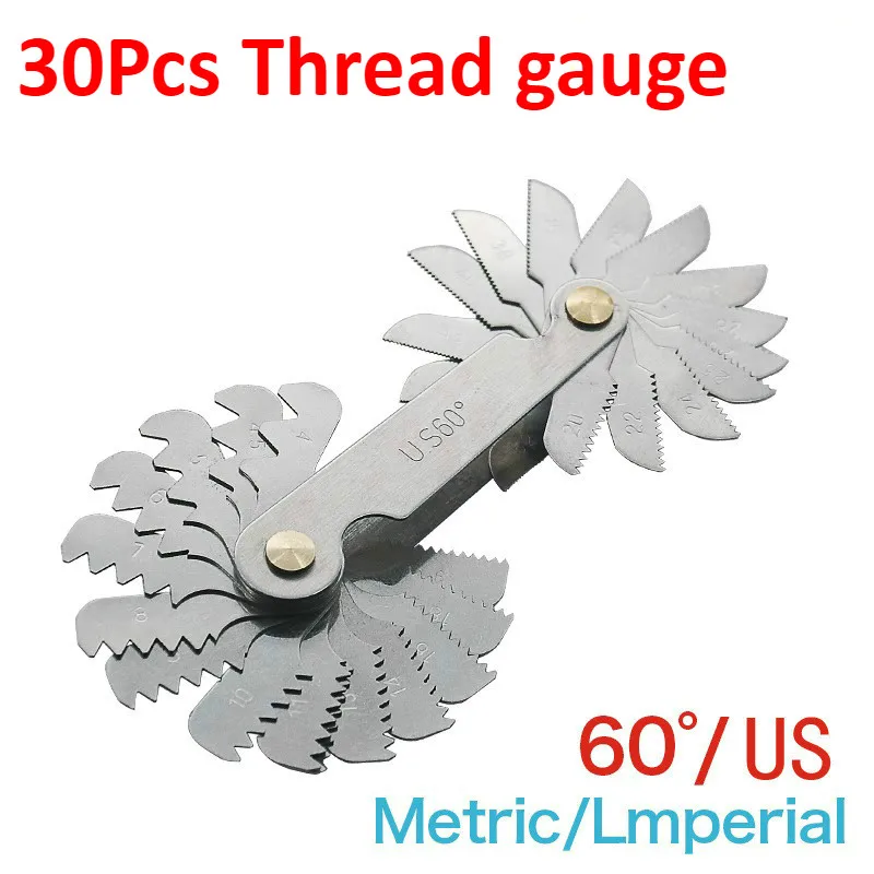 Императорский Нержавеющая сталь резьбовой калибр 30 шт./компл. 60 градусов винт с