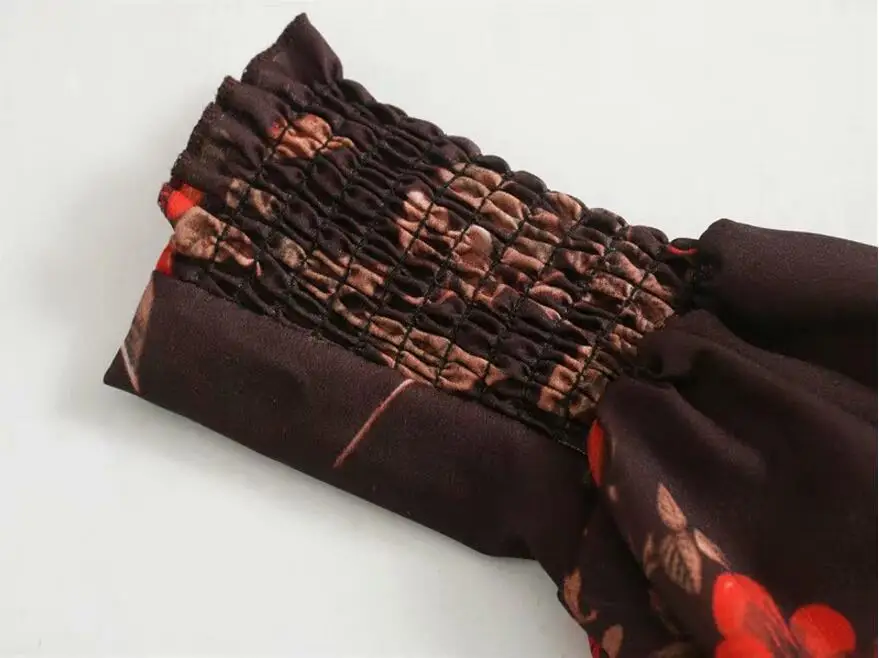 Женское винтажное платье с длинным рукавом длинное поясом на резинке и оборками