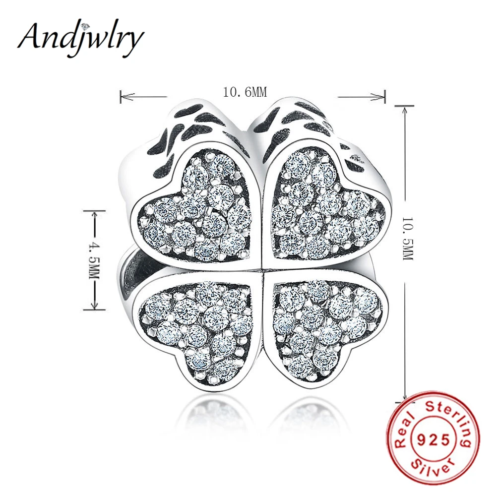 Женский браслет из серебра 925 пробы с бусинами в виде четырехлистного клевера |