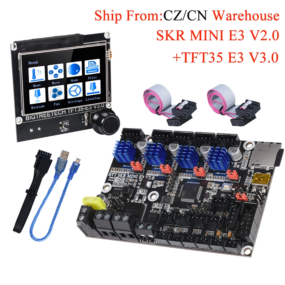 Плата управления BIGTREETECH SKR MINI E3 V2 32 бит драйвер TMC2209 + TFT35 V3.0 сенсорный экран для Ender 3