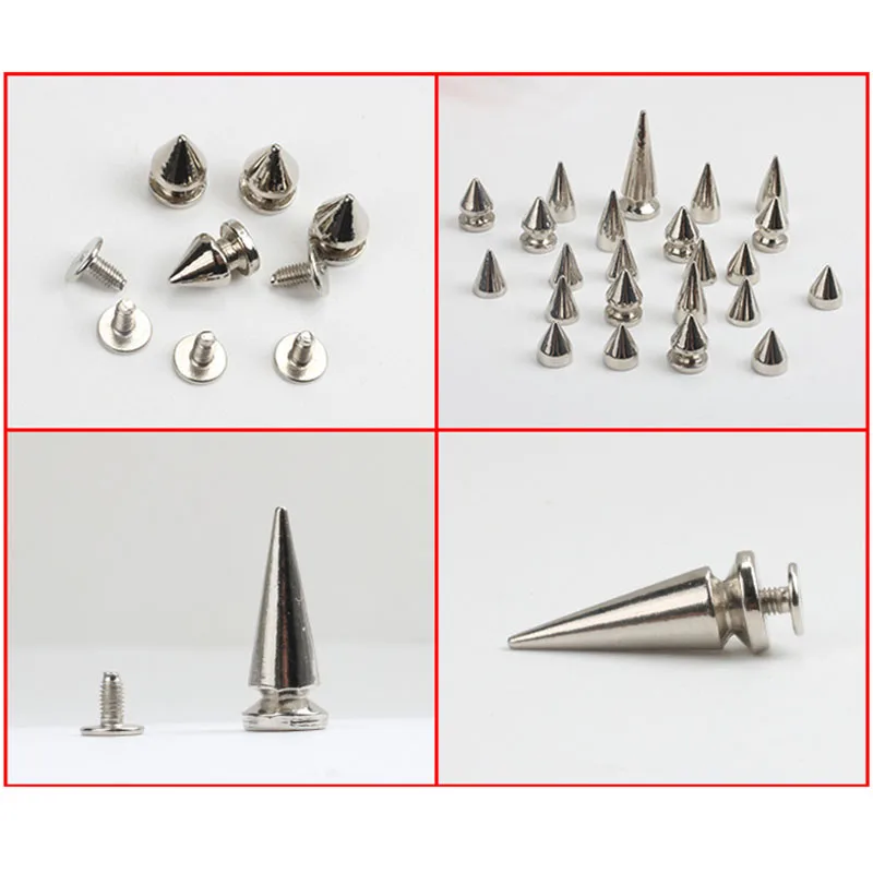 Конусные шипы в стиле панк с заклепками винты-шпильки форме дерева задние для