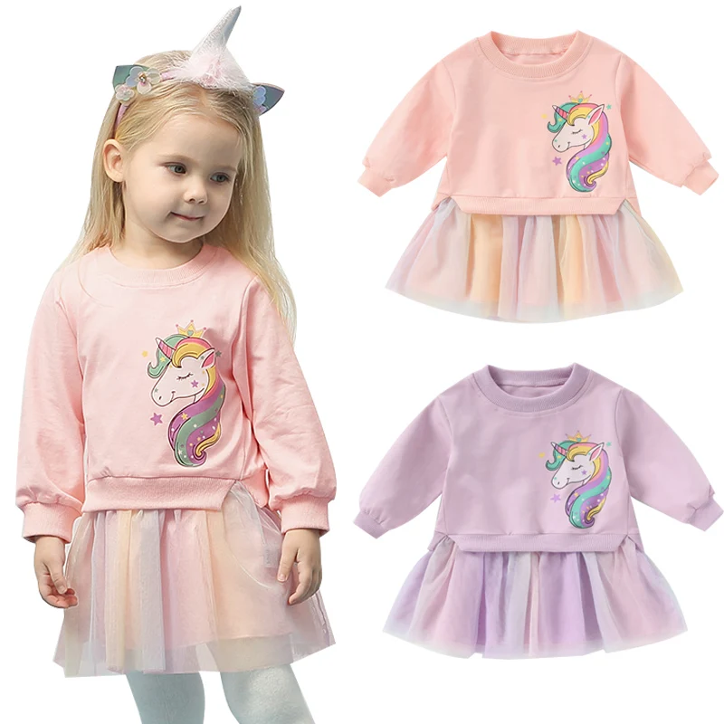 

Girls Dress Autumn Kids Clothes Long Sleeve Unicorn Dresses For Girls Birthday Party Princess Dress Children Clothes vestidos