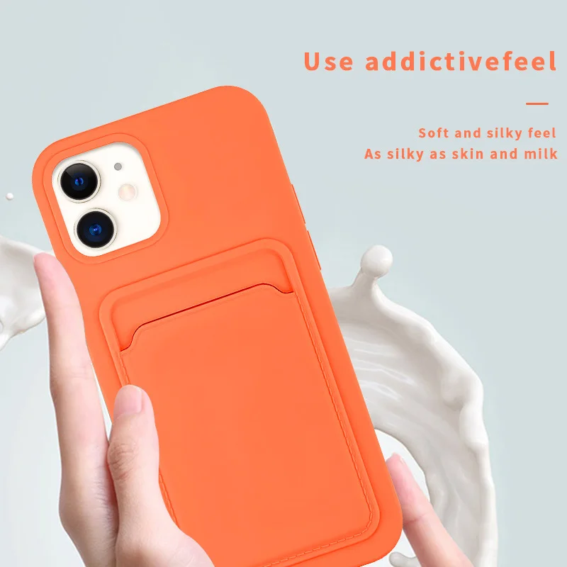 

Phone Case for Apple iPhone 11 12 pro max mini 7 8 plus XR XS X SE 2020 cover Original cases Card Bag Soft Liquid Silicone