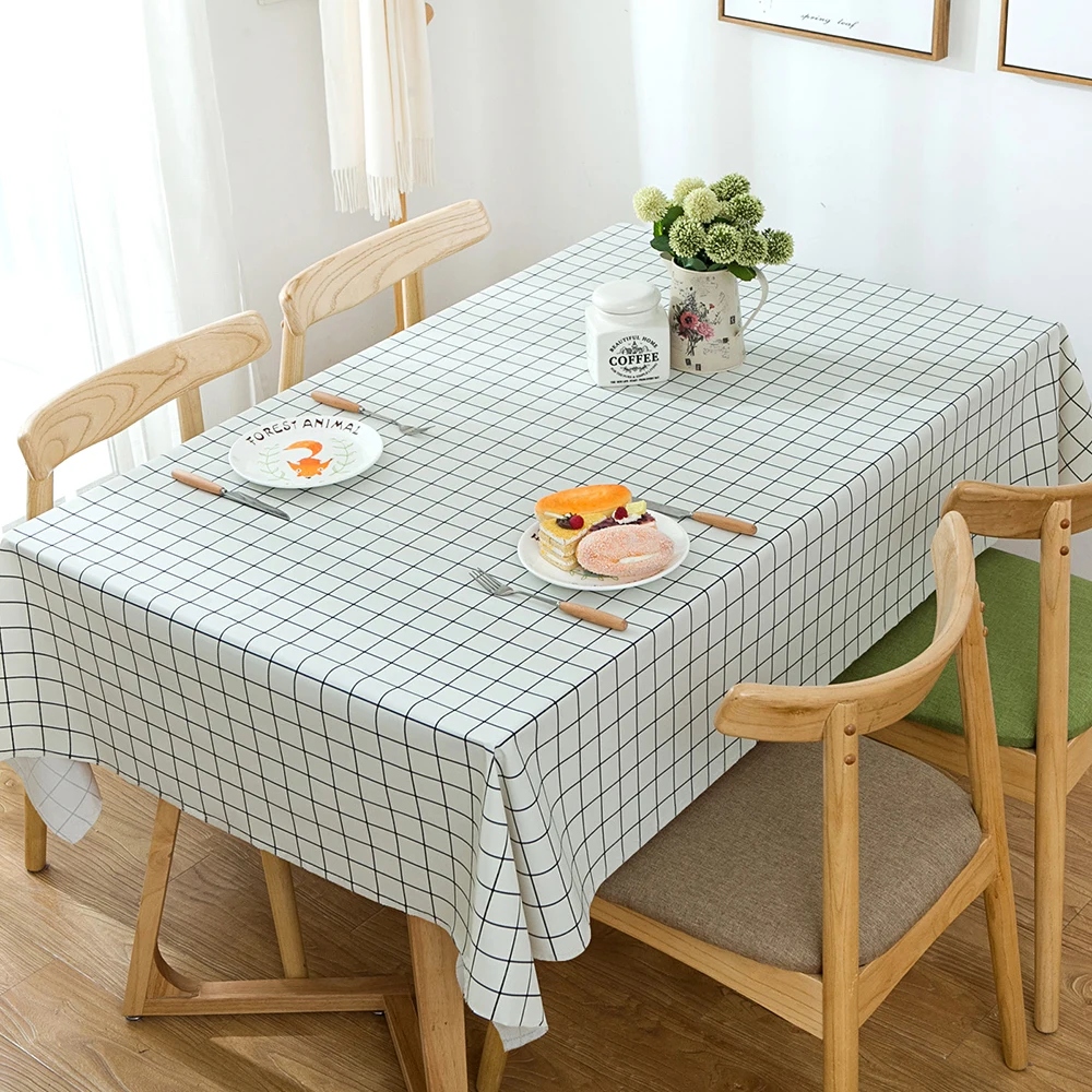 Водонепроницаемая маслостойкая Скатерть из ПВХ с принтом в клетку декоративное
