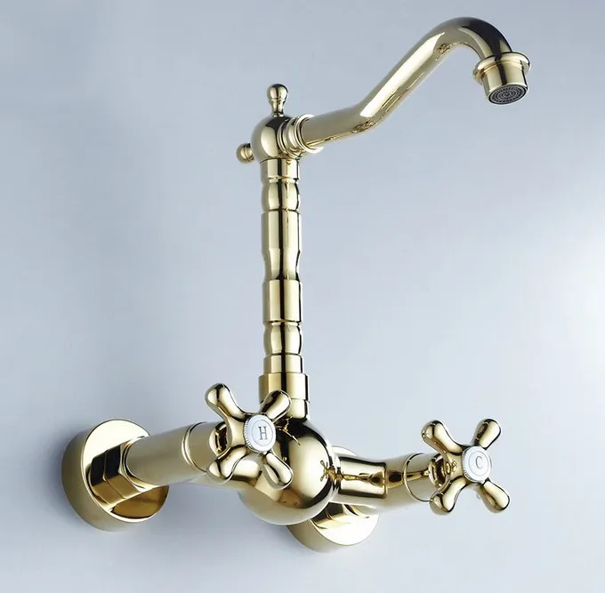 Роскошный золотой цвет латунь ванная комната кухонная раковина смеситель кран