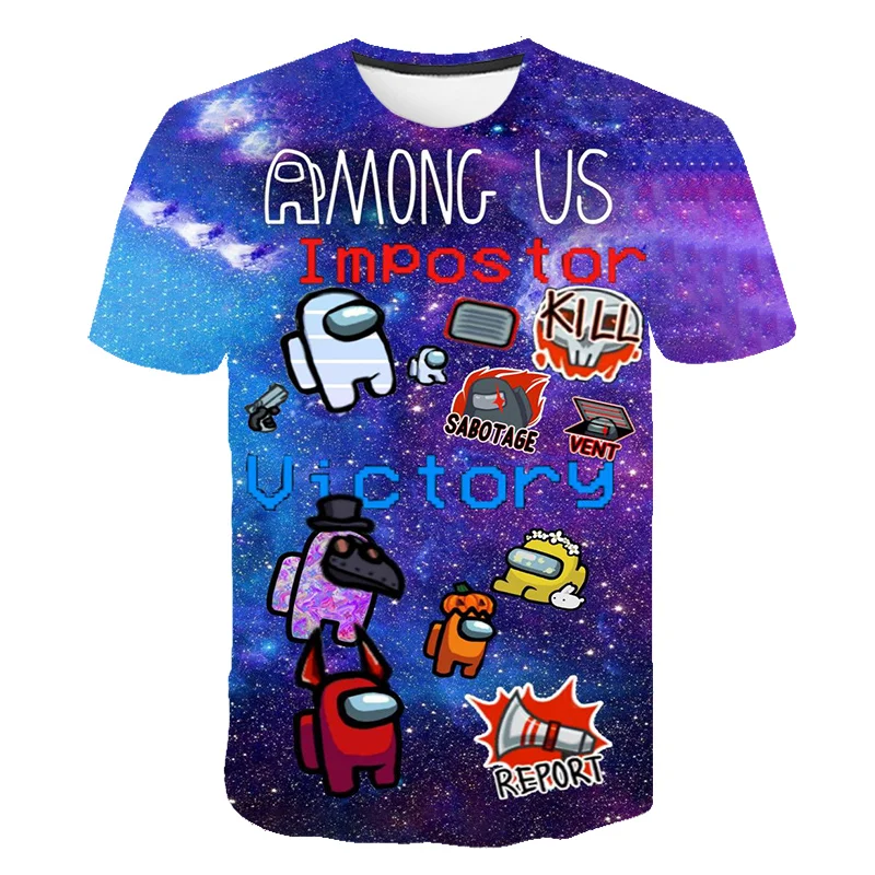

Among Us T-shirts Kids Video Game Anime Cartoon Unicorn T-shirt 3D Children's Wear Colorful Camiseta Summer Gift For Girl Tops