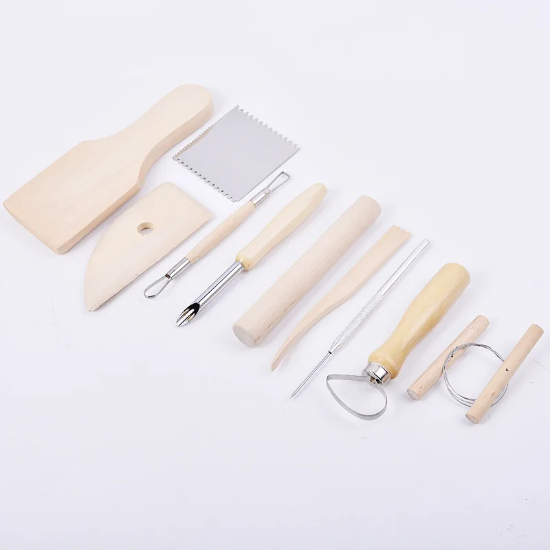 Набор из 10 предметов с деревянной ручкой нержавеющей стали глина пластиковая
