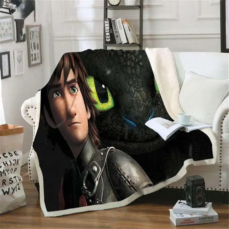 Одеяло с 3D рисунком бархатное одеяло для домашнего наблюдения дракона из аниме
