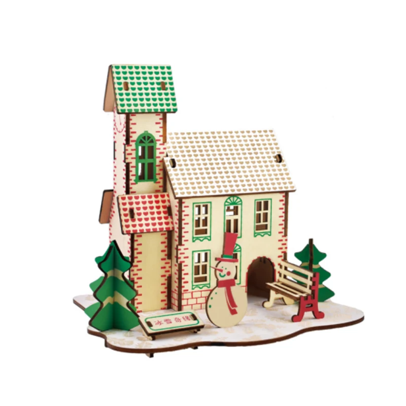 

DIY Модель игрушки 3D деревянная головоломка прекрасный дом льда и снега деревянные наборы головоломка игра Сборка игрушки подарок для детей ...