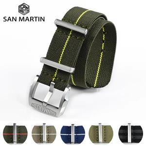 San Martin Watchband Elasticity Nylon Strap 20mm 22mm Pilot Military Watch Band Universal Type Sport