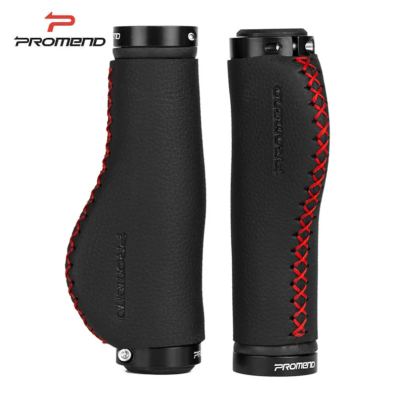 Black red PROMEND велосипедные ручки, велосипедные ручки, Нескользящие, удобные, волокнистые, кожаные, Mtb ручки, велосипедные ручки, велосипедные части - Цвет: Black red