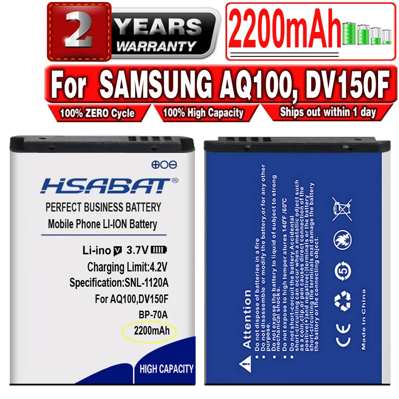 Аккумулятор HSABAT 2200 мАч BP 70A EA BP70A IABP70A для SAMSUNG AQ100 DV150F ES65 ES67 ES70 ES71 ES73 ES74 ES75