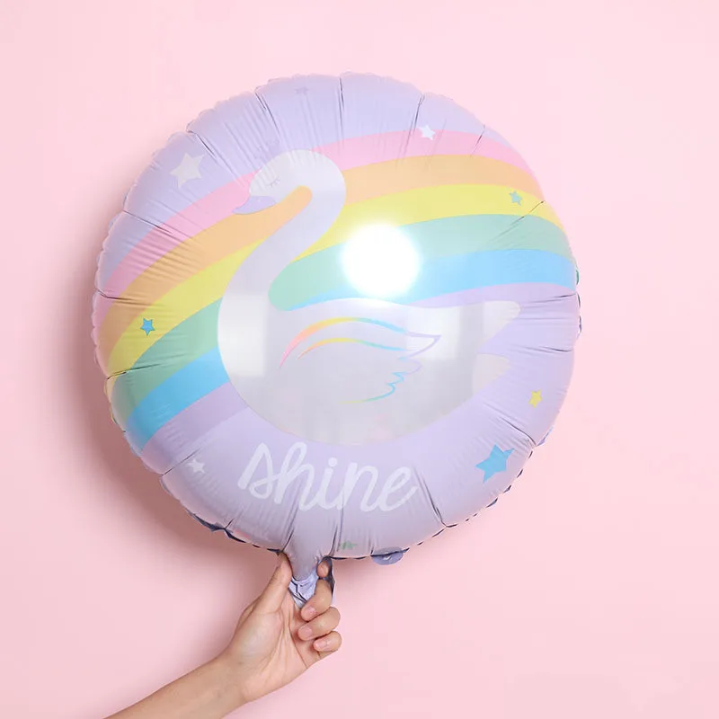 2 шт. 22 дюйма Круглый Радужный Единорог Лебедь алюминиевый шар на день рождения