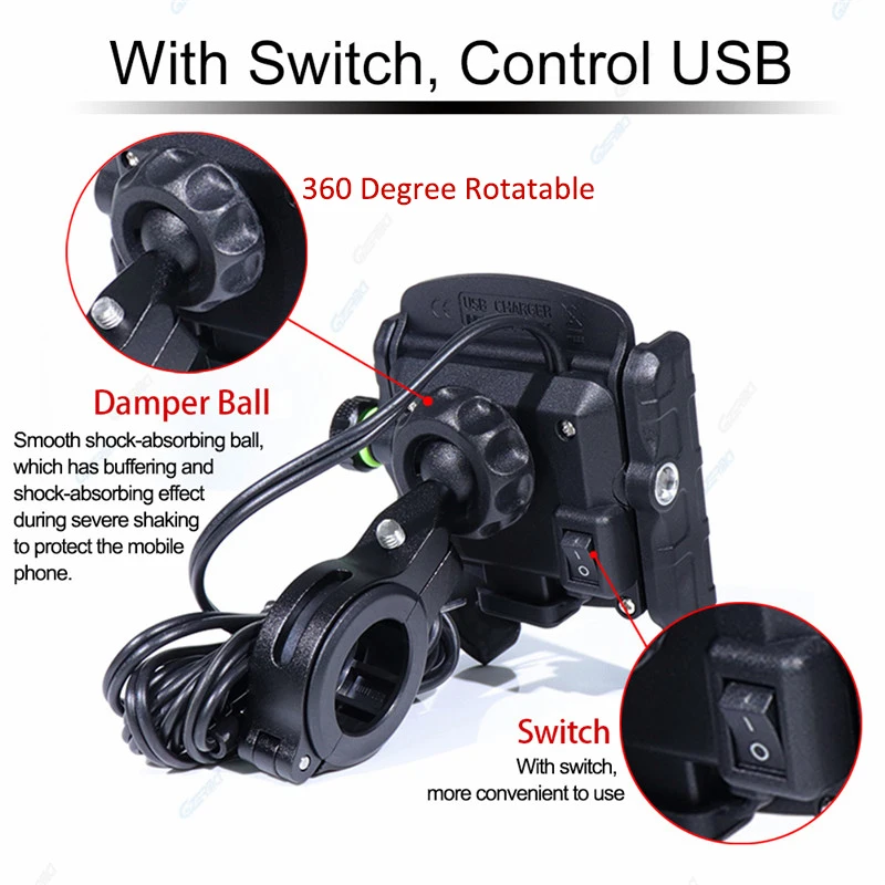 Быстрая зарядка USB 3.0A держатель для телефона в мотоцикле Harley BMW на руль подставка