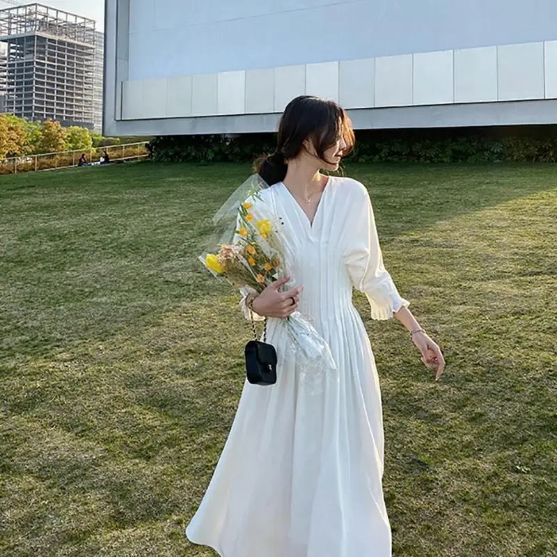 Черно белое женское платье Весна Лето корейские элегантные платья с коротким