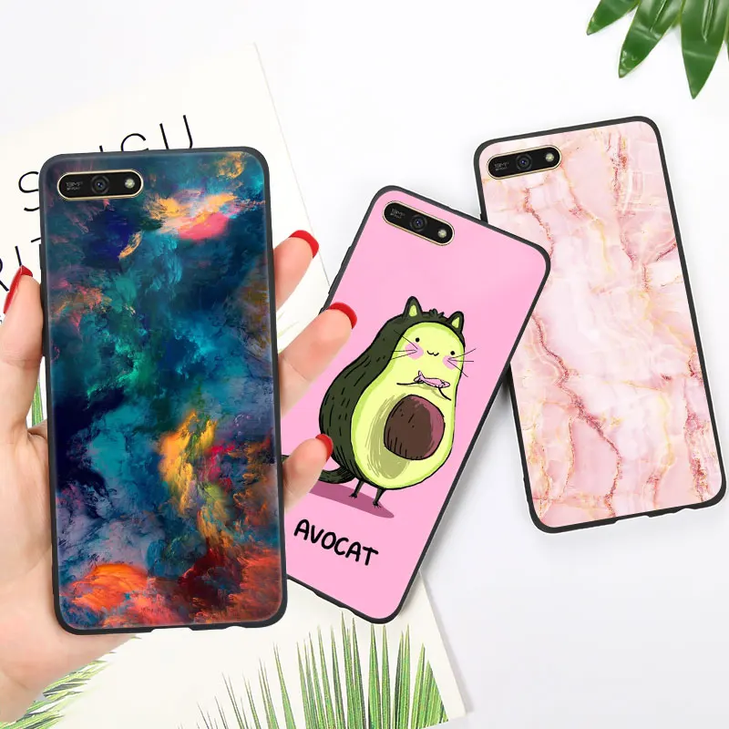 Яркий чехол для Huawei Y5 2018 Y6 Prime Lite 67 2019 глянцевый на заднюю панель телефона