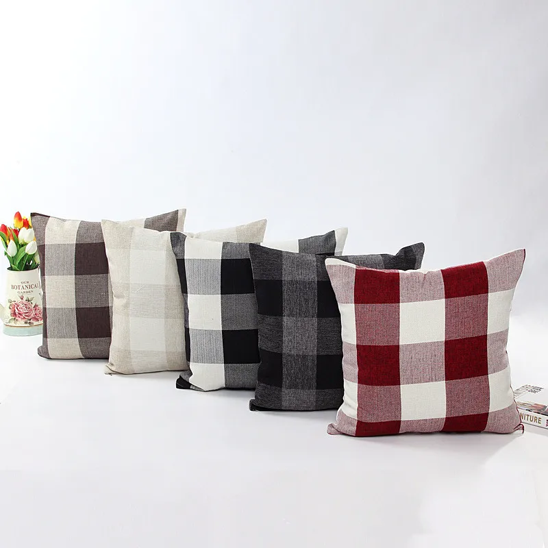 

45x45cm Linen Lattice Pillowcase Decorative Square Pillowcase Linen Sofa Throw Durable Breathable Easy To Clean Pillowcase