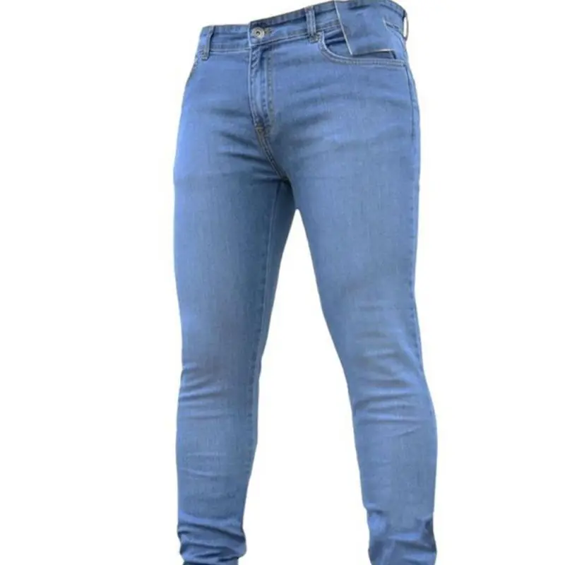 S-4XL Mens Pants High Waist Zipper Stretch Jeans Casual Slim Trousers Male Plus Size Pencil Pants Denim Skinny Jeans Men