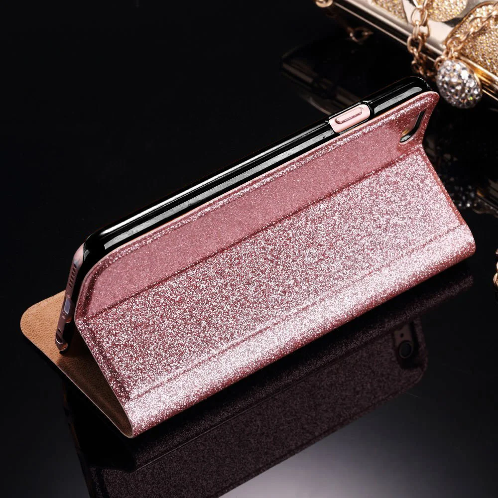 

Flip Glitter Wallet Case For Samsung Galaxy S8 S9 Plus Kickstand Beautiful Cover For Samsung S7 edge 360 Protective Leather Capa