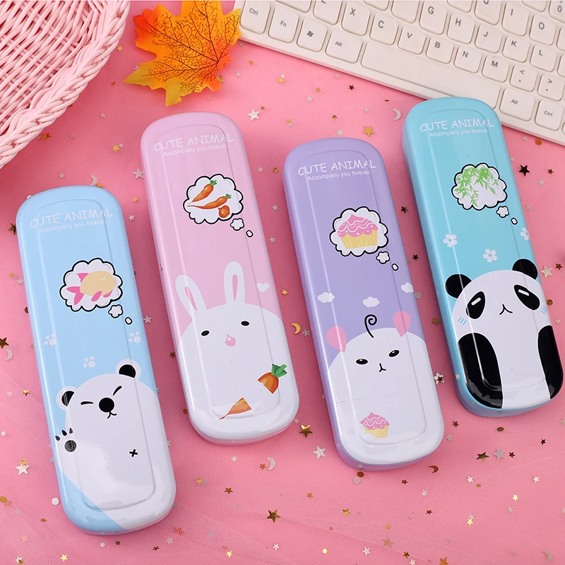 Double layer Metal pencil case school stationery box Cute Pencil box gifts for kid pen bag kawaii Cartoons pen case iron pen box