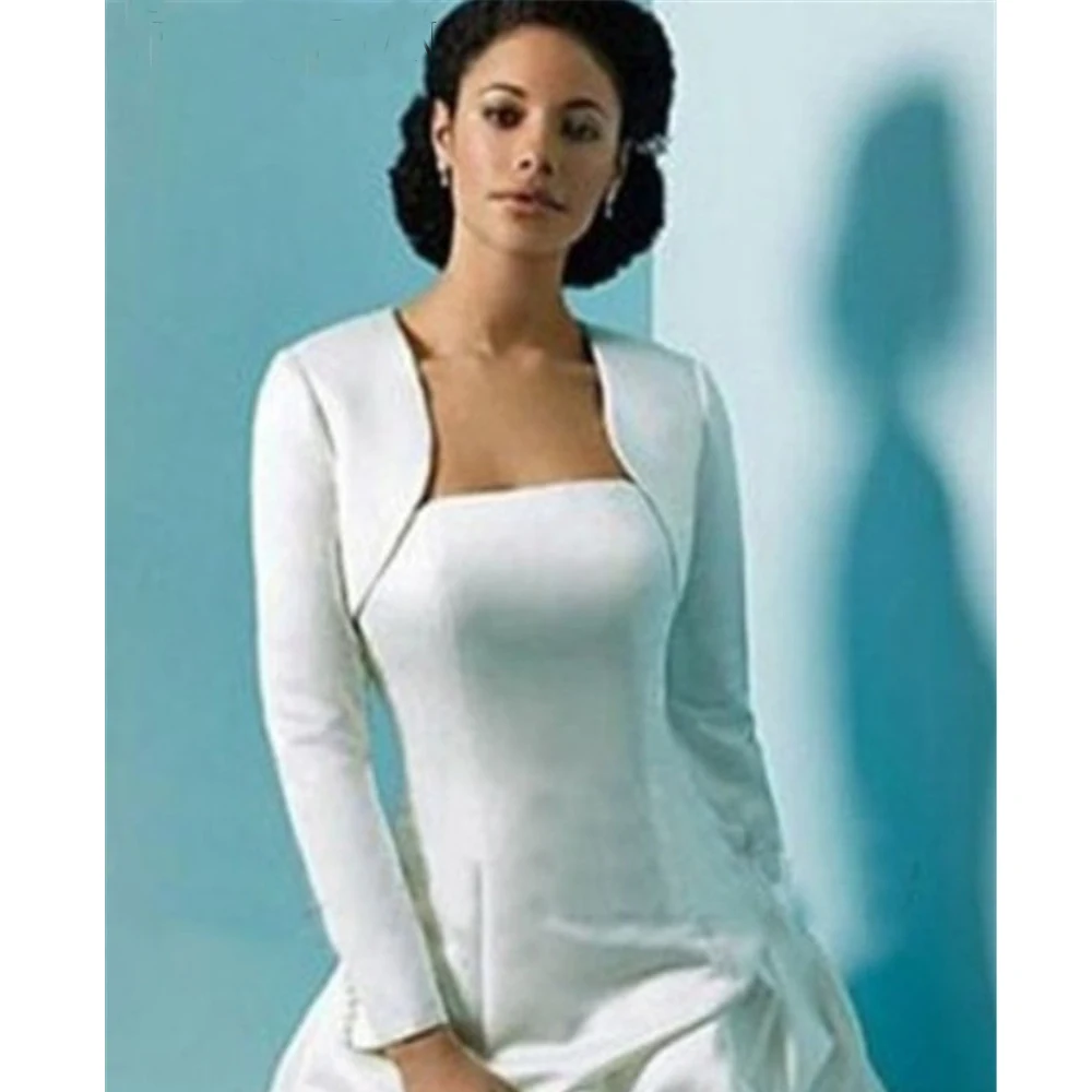 Женская атласная накидка-болеро с длинным рукавом | Свадьбы и торжества