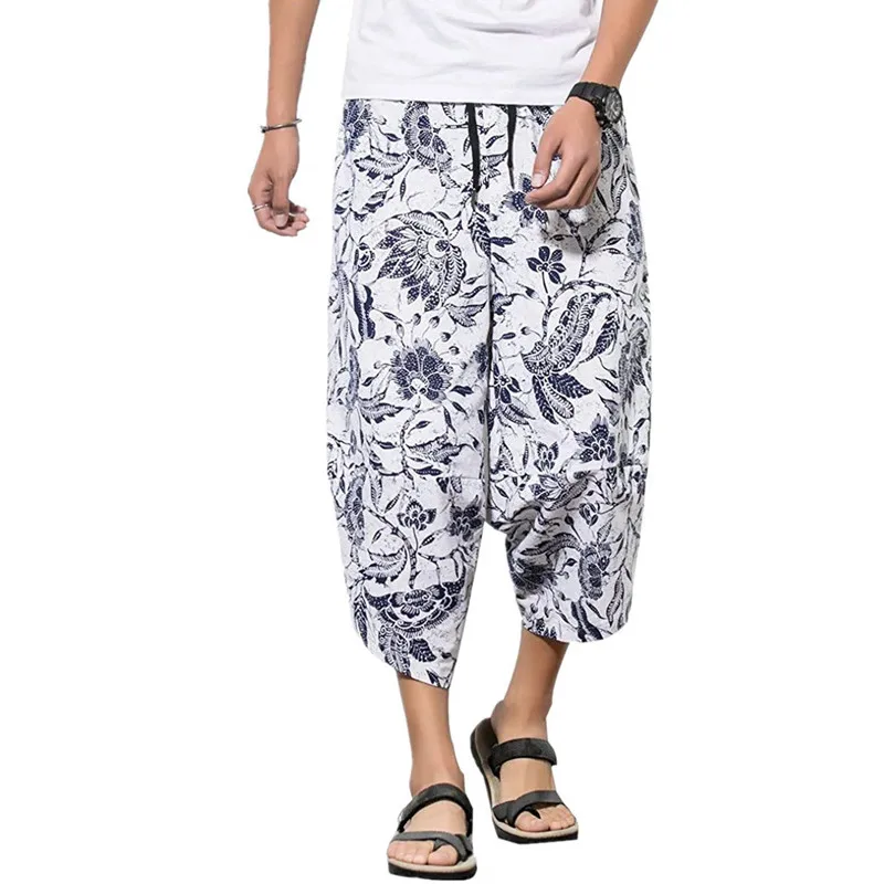 

Men Harajuku Harem Pants New Mens Summer Cotton Linen Joggers Pants Male Vintage Chinese Style Sweatpants Fashions
