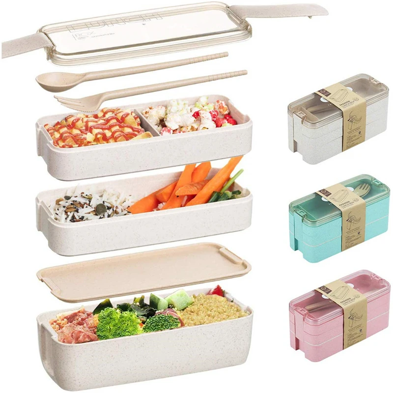 

New Lunch Box Bento Box for Student Office Worker Double-layer Microwave Heating Lunch Container Food Storage Container