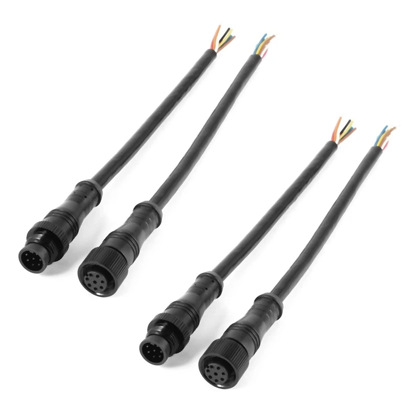 

4X 8 Pin M/F Plug Waterproof Connector Cable Black