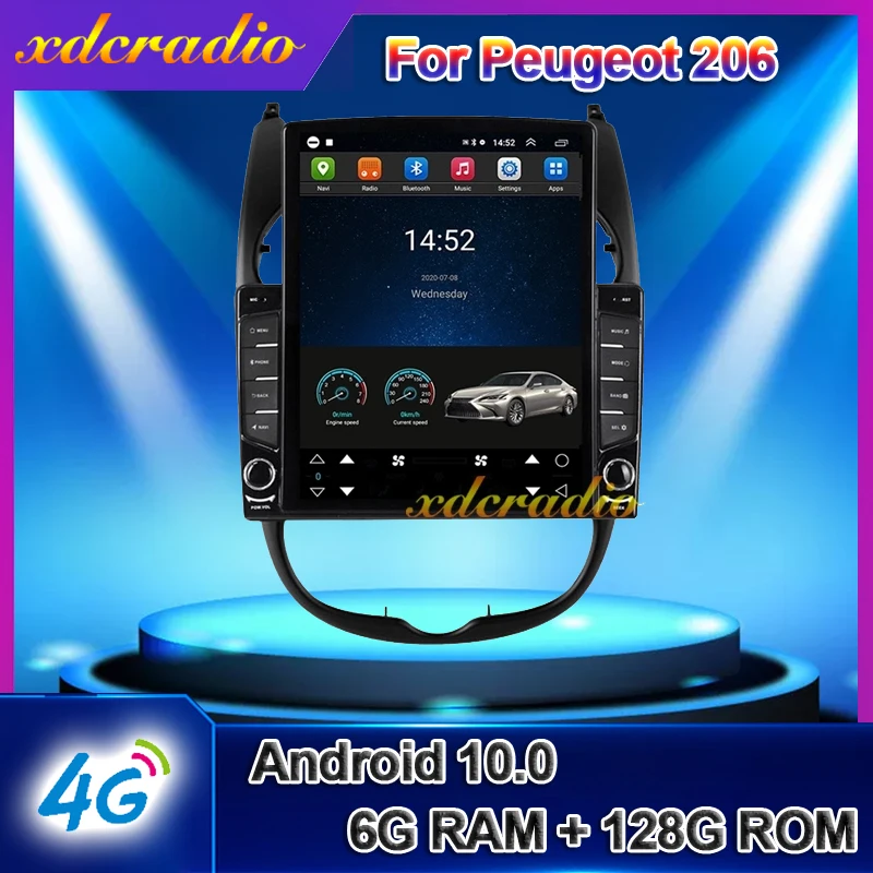 Вертикальный экран Xdcradio 10 4 дюйма в стиле Tesla Android 0 для Peugeot 206 | Автомагнитолы -1005001309592506