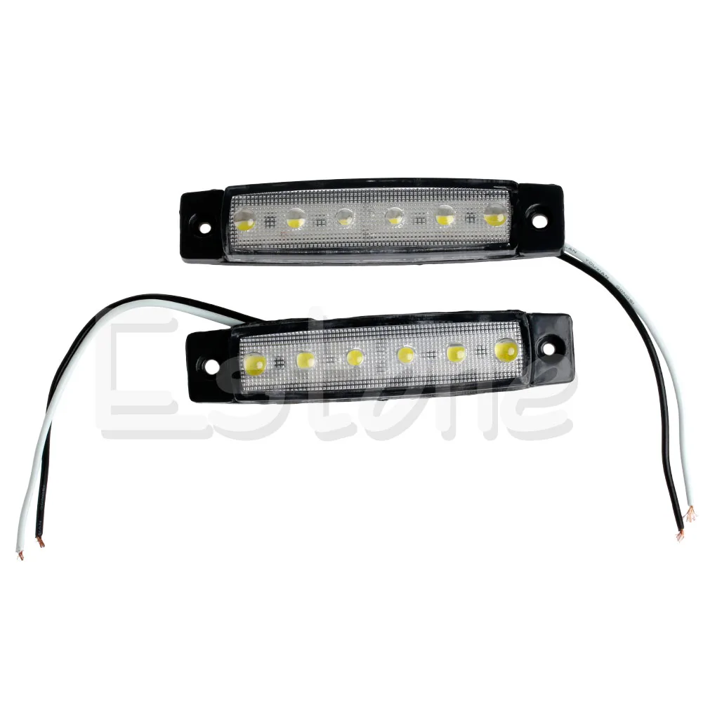 

2X 6-LED Bus Boat Trailer Side Marker Tail Light Lamp 12V White