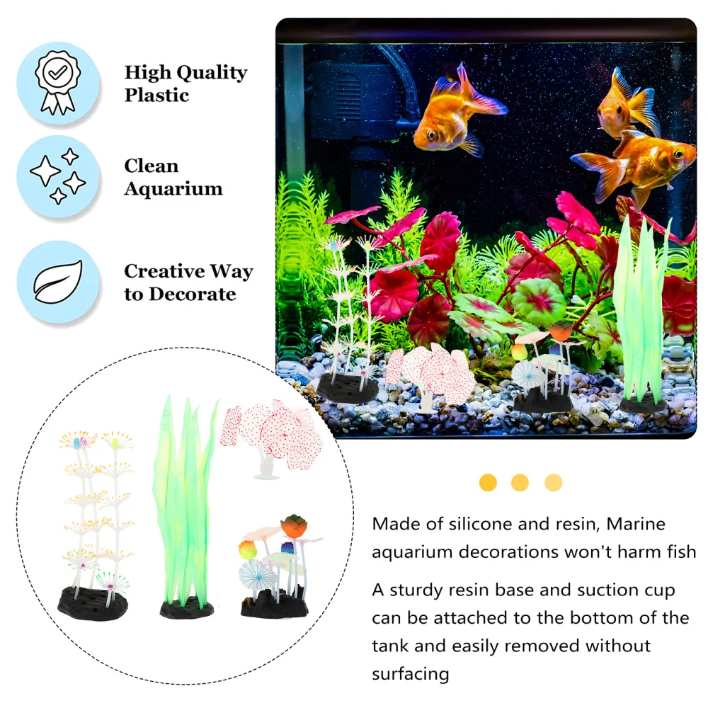 4 шт аквариум светящиеся коралловые завод искусственное водное растение