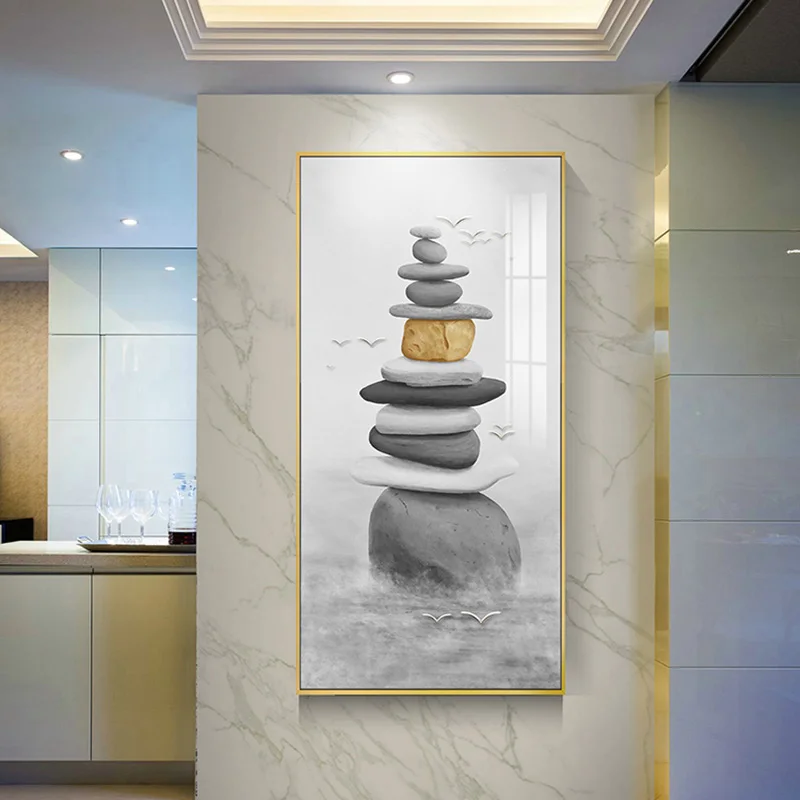 Скандинавский золотой и серый камень Картина на холсте Роскошные Классические