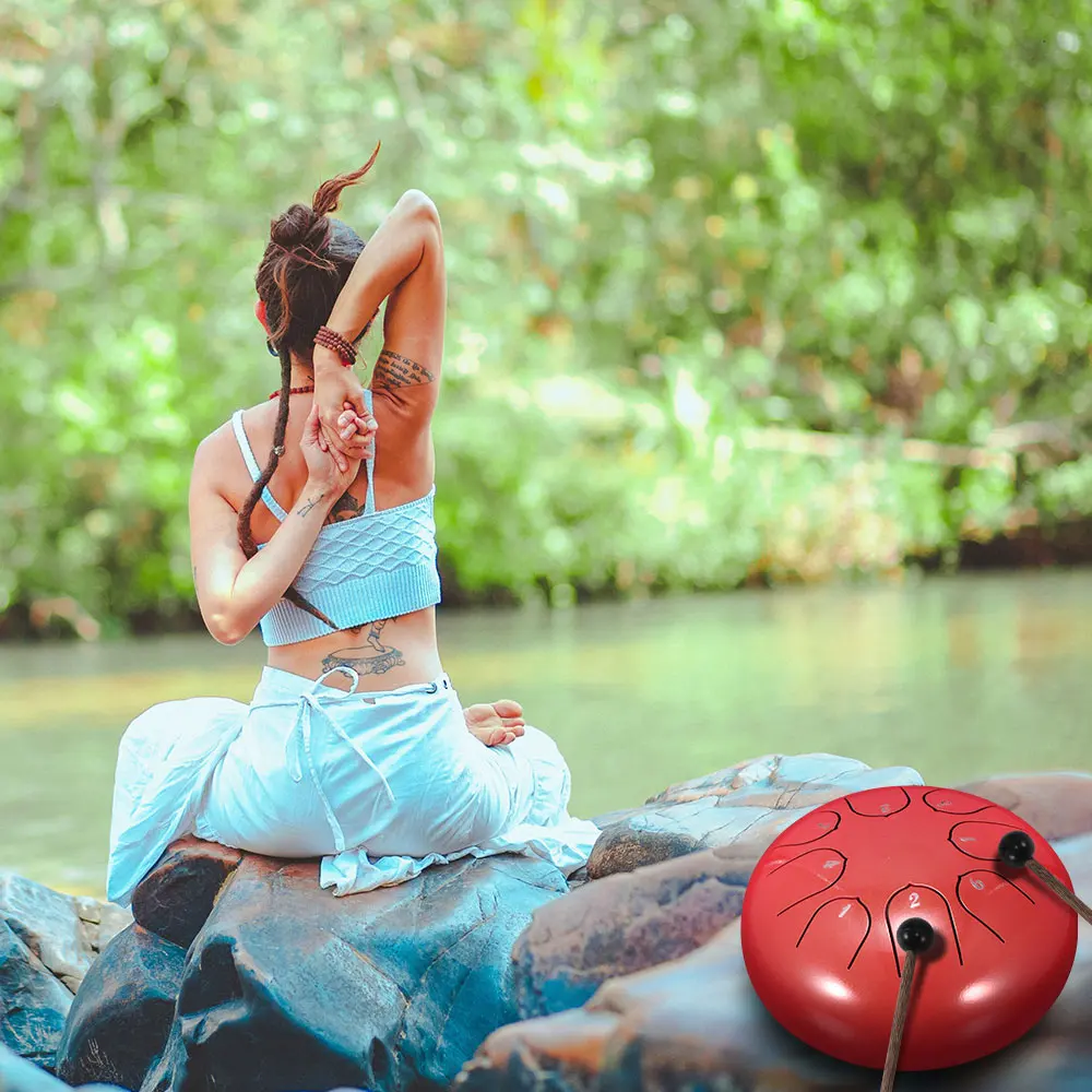 

Steel Tongue Drum Drumsticks Drum With Finger Cots Yoga Meditation 6 Inch Steel Tongue Drum Instruments Accessories Drumsticks