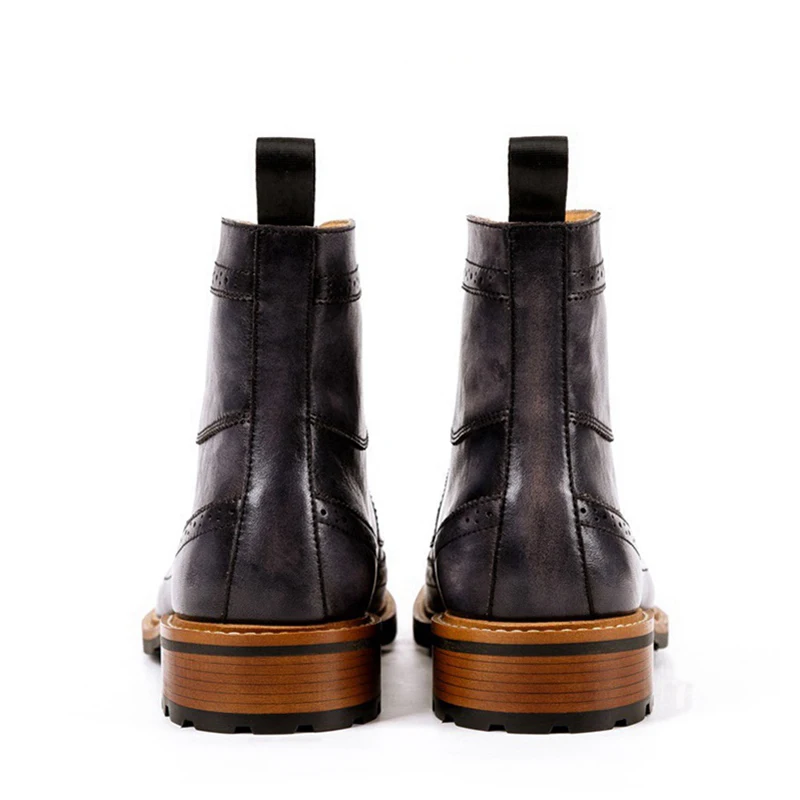 Винтажные Дизайнерские Мужские ботинки в стиле милитари для верховой езды из