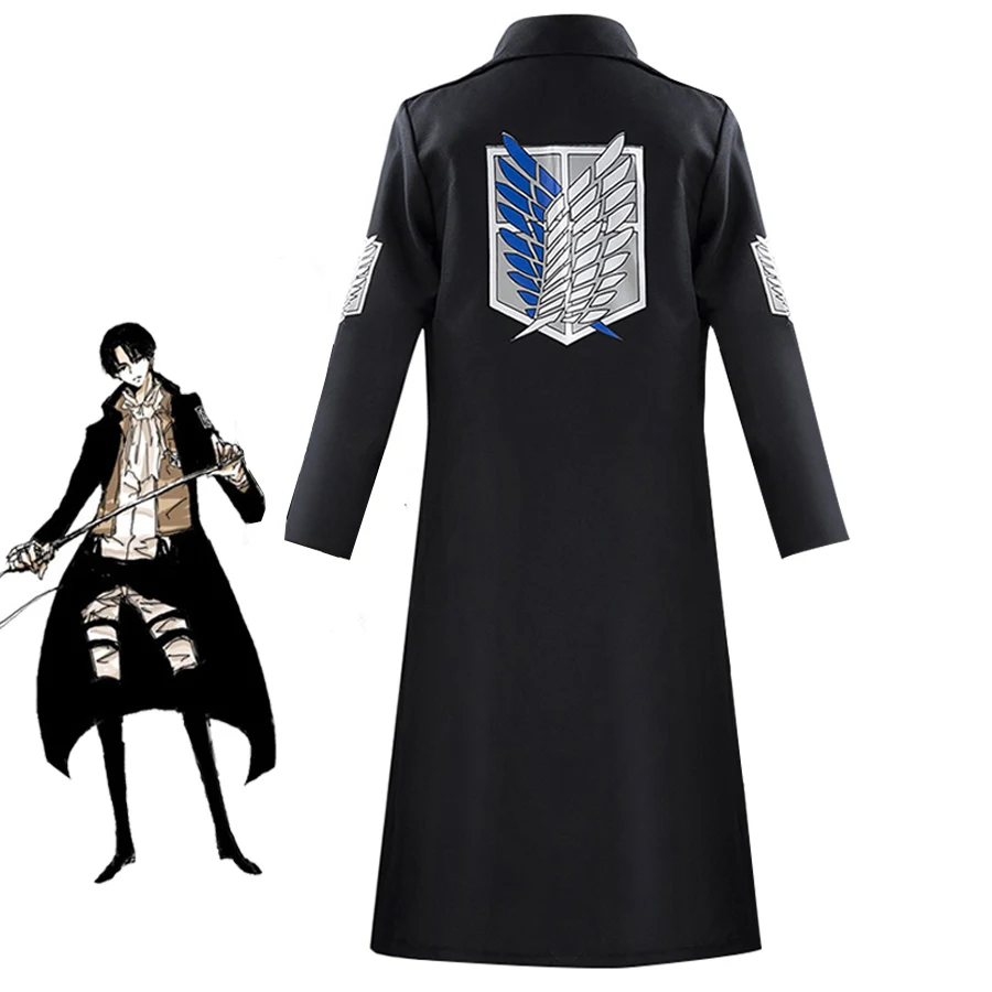 

Hot New Shingeki no Kyojin Levi Rivaille Jacket Cloak Adult cosplay costume Attack on Titan Black Shawl Belt Suit Leather Shorts