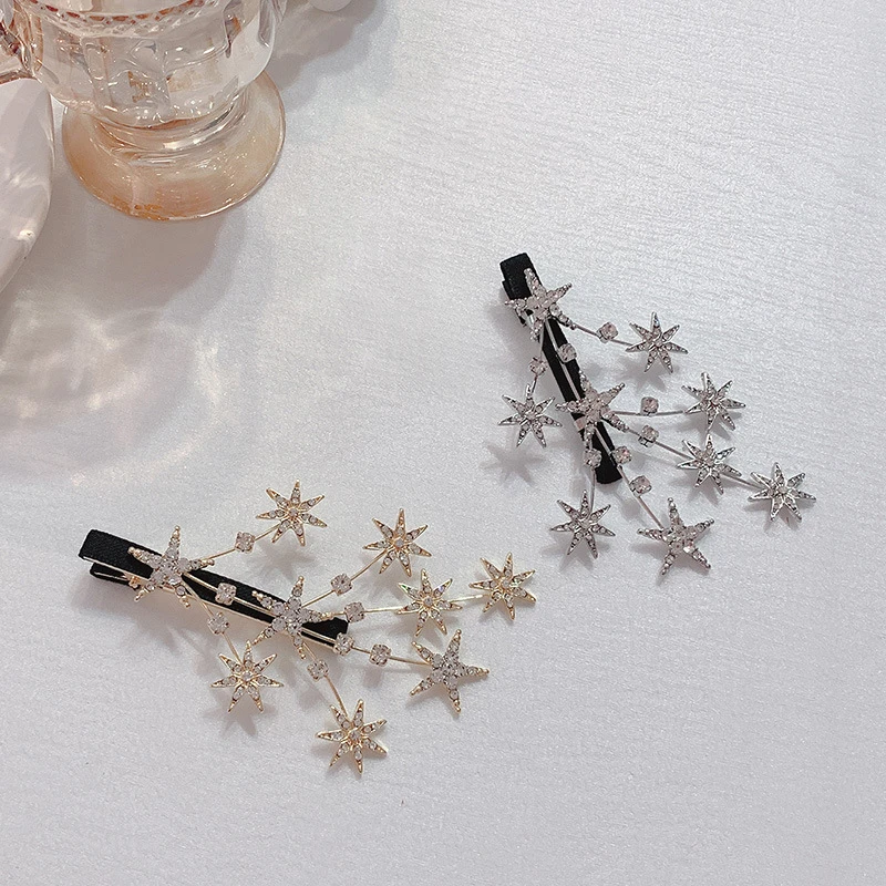 Женские заколки со стразами золотистые и Серебристые аксессуары для волос в