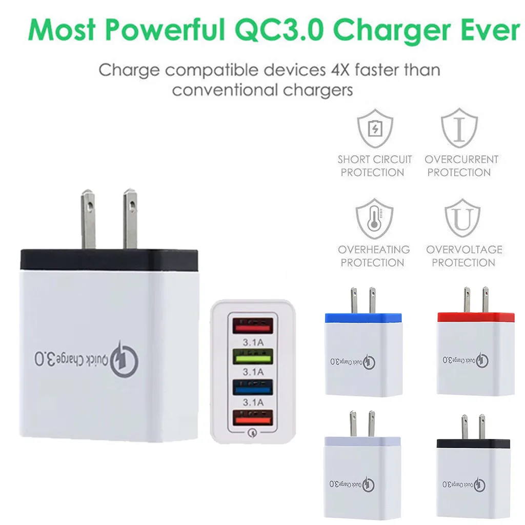CARPRIE 4 порта Быстрая зарядка QC 3,0 usb-хаб высококачественный ПК огнестойкий материал настенное зарядное устройство А адаптер питания штепсельная вилка европейского стандарта США