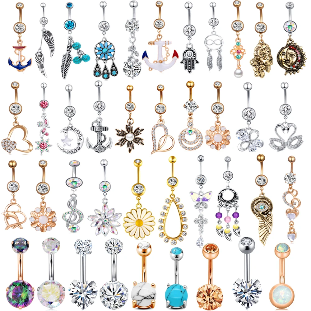 G23titan AAA цветок с цирконом пупка Кольцо пирсинг ювелирные изделия пупка пирсинг Серебряный цвет umbilicus piecing