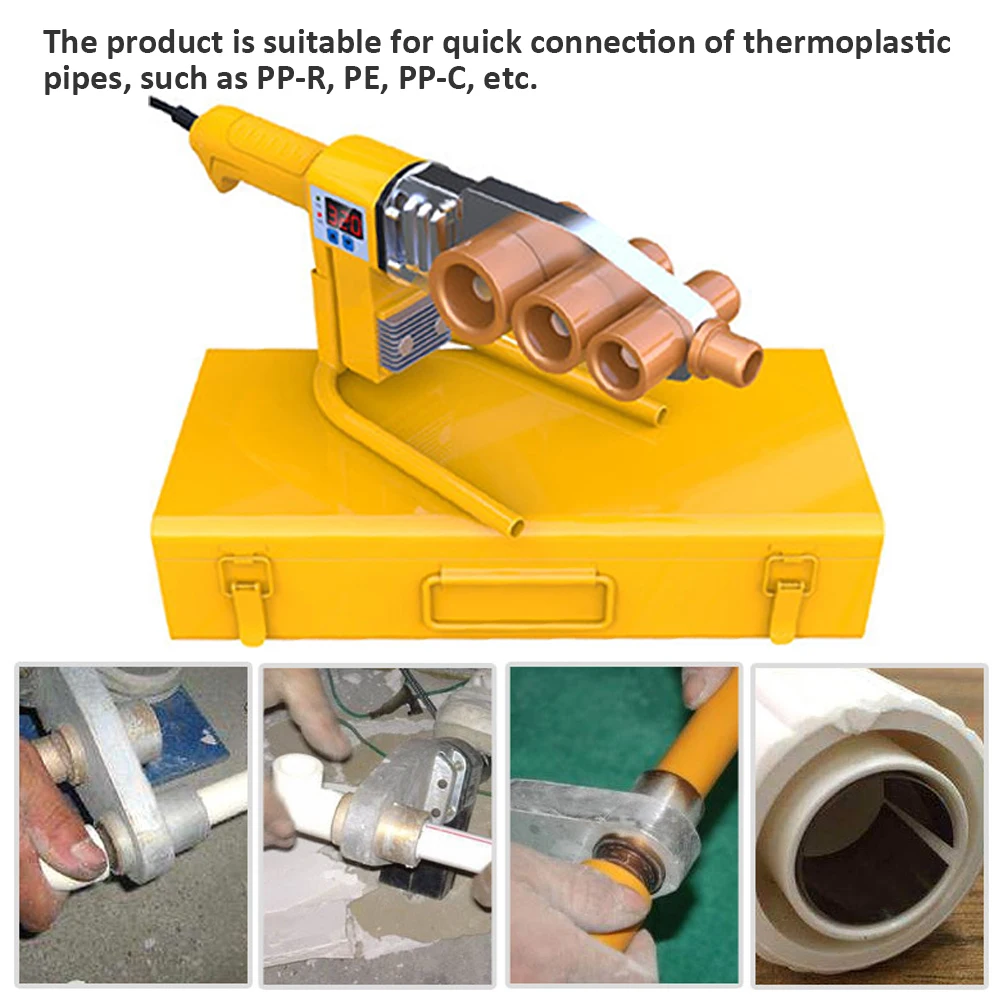 

Pipe Welding Machine Pipe Fusion Welder Handheld Digital Display for PPR PE PP 20-63mm Pipes 220V 1000W Quick Welding Tool