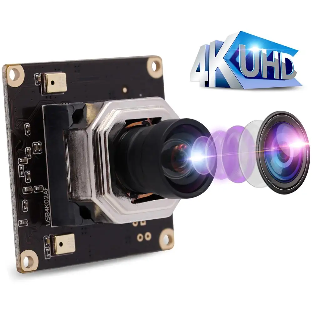 

Autofocus Camera Module HD 4K 3840x2160 Mjpeg 30fps High Speed Mini USB 2.0 Webcam Board Camera Module with No Distortion Lens