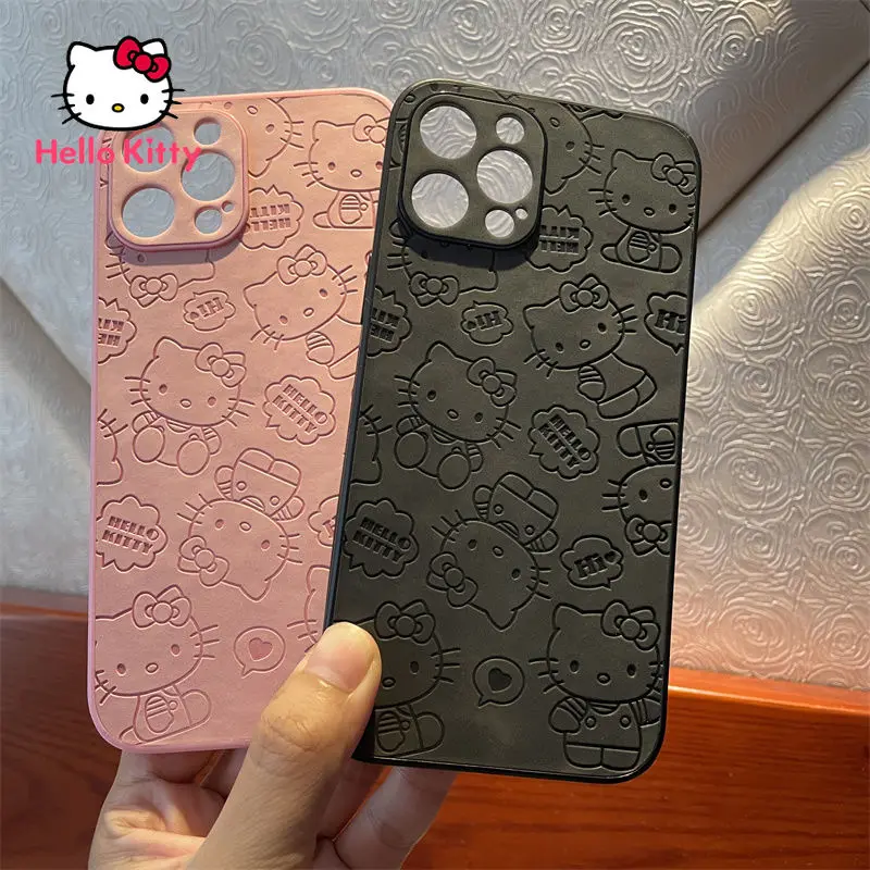 

Hello Kitty Leather Creative Silicone Phone Case for iPhone13 13Pro 13Promax 12 12ProMax 11Pro XS XR 11 Cartoon Protective Cover