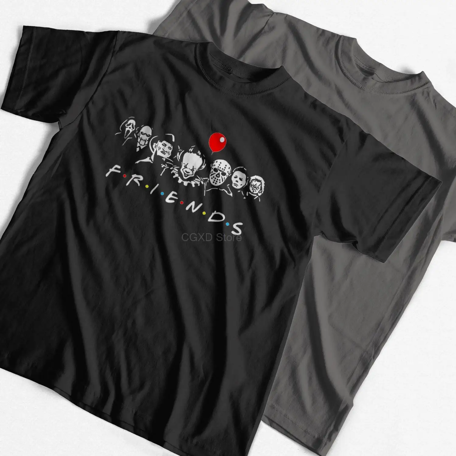 

Футболка мужская хлопковая с забавным принтом друзей, свободная рубашка с круглым вырезом, большие размеры, большие размеры, на лето