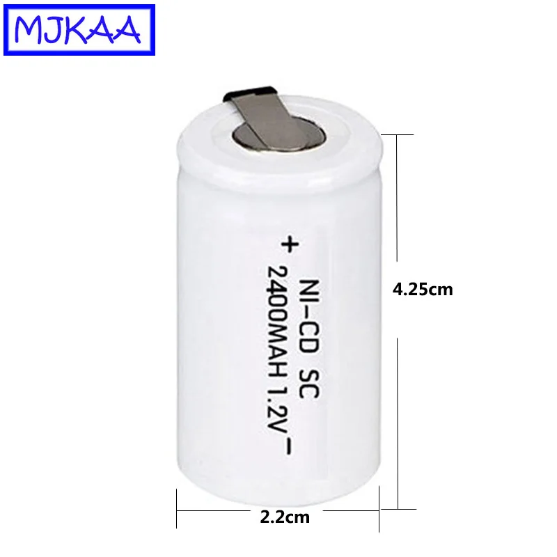 MJKAA 10 шт. SC 2400 мАч 1 2 В Ni CD аккумуляторная батарея Sub C 22*42 для электрической дрели