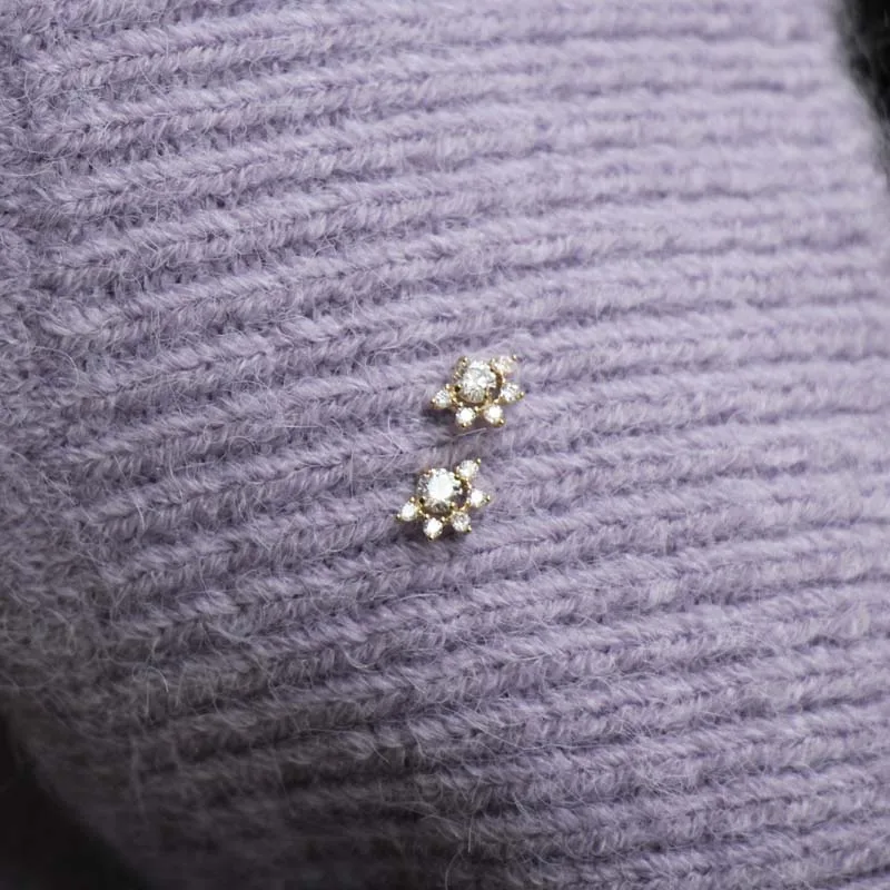 Серьги пусеты с золотыми кристаллами 9 K простой и стиль для свадебного душа