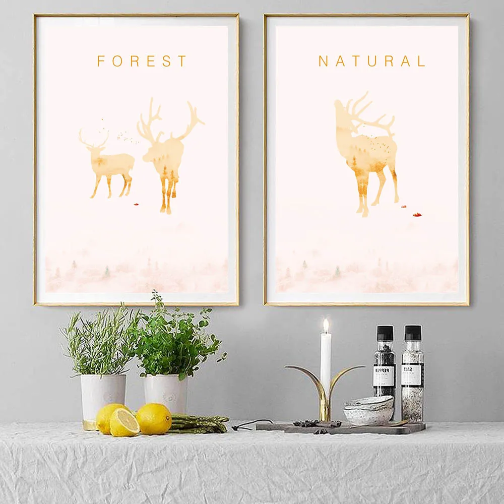 

Animal Canvas Painting Decor Pictures Canvas Posters Prints Home Decoration Transparent Elk Abstract Wall Art Living Room Decor