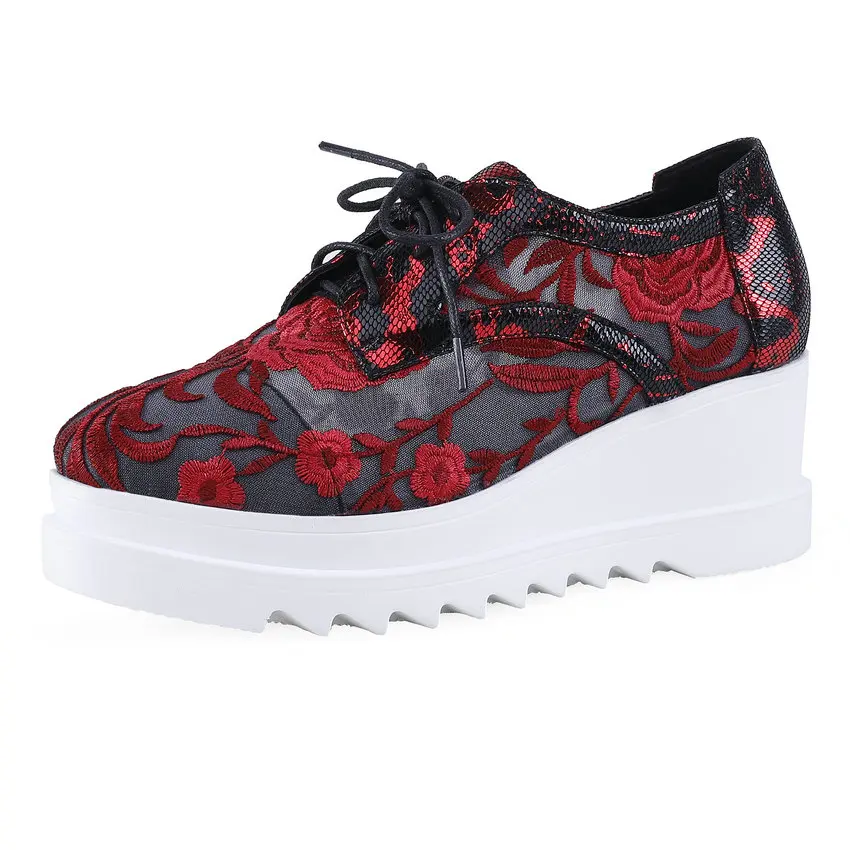 Женская обувь ESVEVA на танкетке из искусственной кожи с принтом шнурках осень